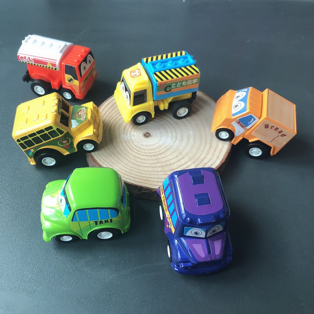Bộ 6 xe chạy đà màu sắc bắt mắt đáng yêu, đồ chơi giải trí cho bé