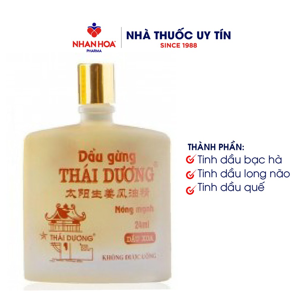 Dầu Xoa Bóp Gừng Thái Dương chai 6 ml - 24ml