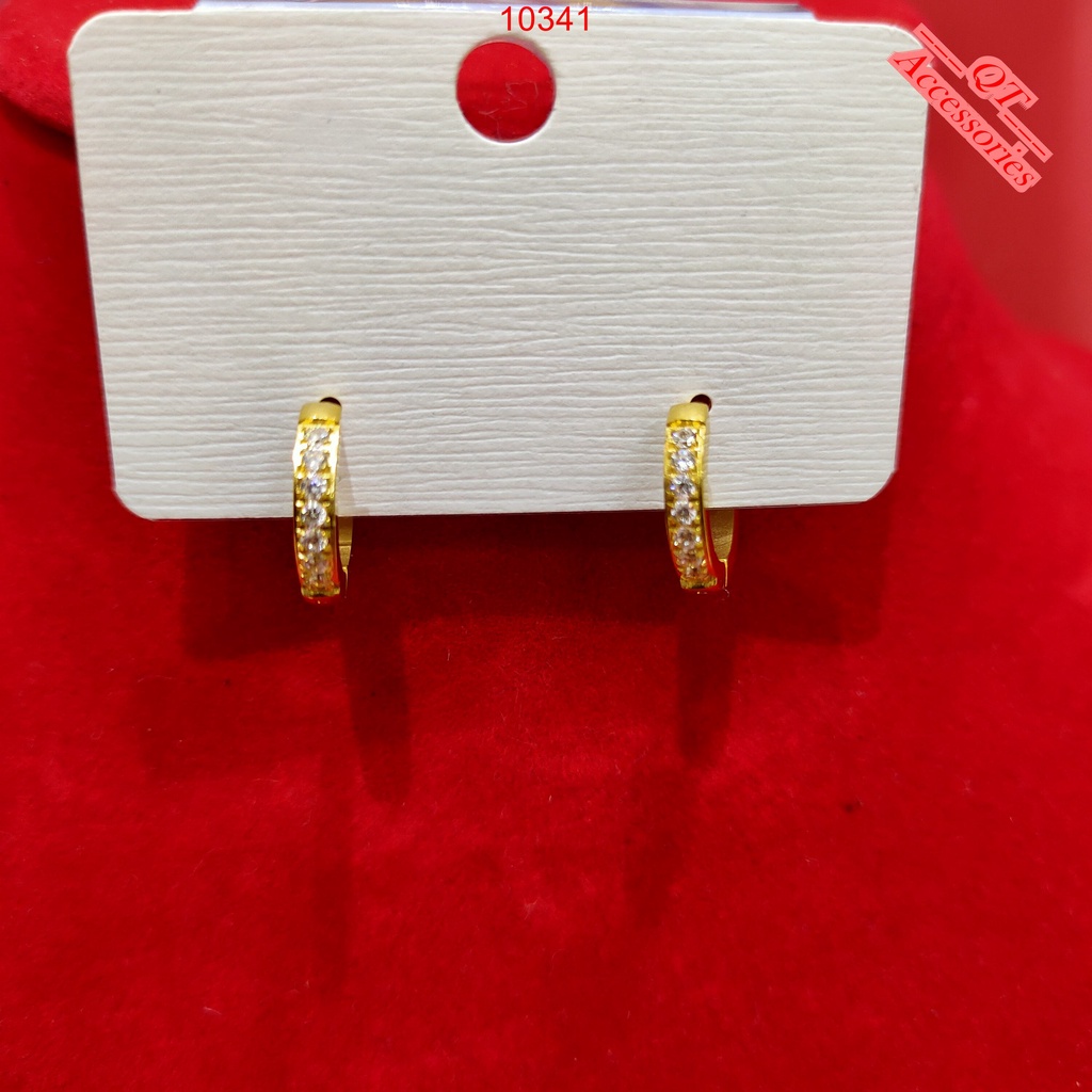 Bông tai titan mạ vàng 99k tròn một hàng đá