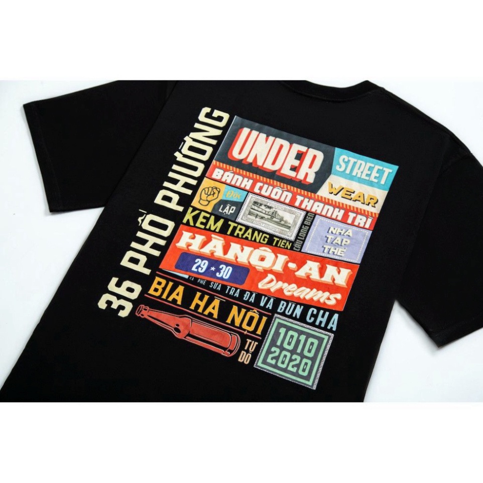 Áo Thun Nam Nữ tay lỡ Cổ tròn Under Hà Nội 36 phố phường Form Rộng Tay Lỡ Áo Phông Cotton Unisex Oversize Tici  ATC11