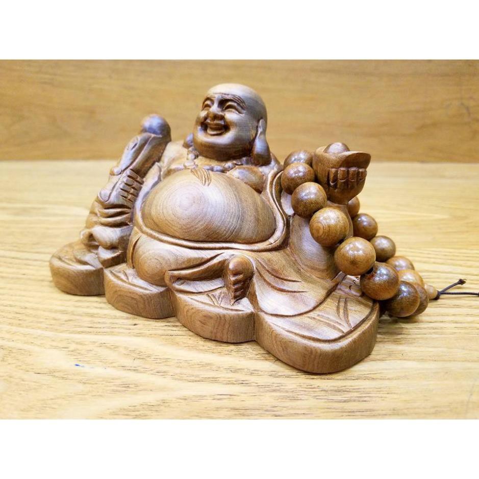 tượng phật di lặc để ô tô gỗ bách xanh. Tặng vòng gỗ bách xanh. | BigBuy360 - bigbuy360.vn