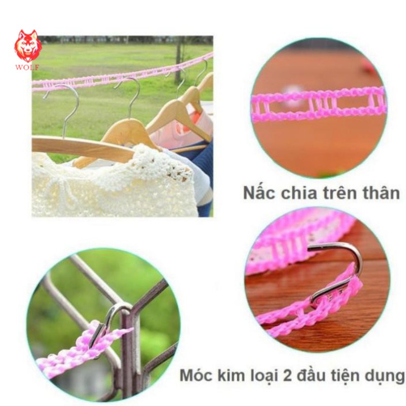 Dây phơi đồ, dây phơi quần áo thông minh có lỗ móc loại 3M