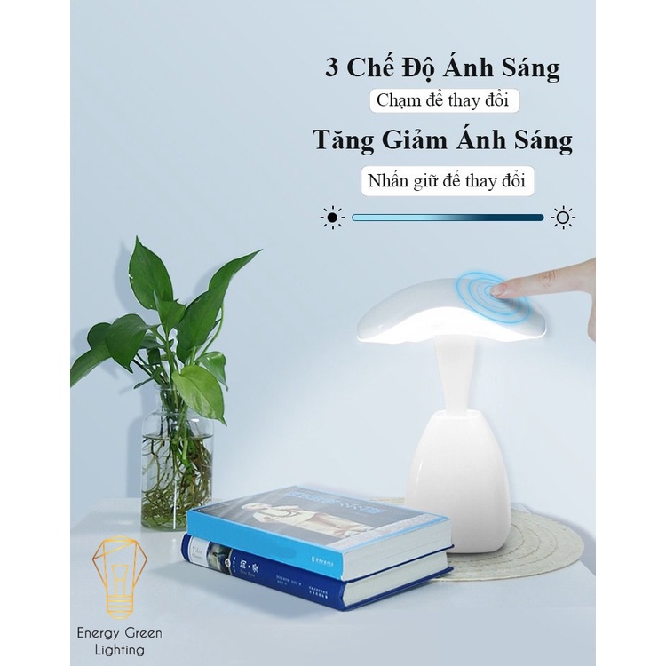 Đèn Bàn Hình Cây Nấm Energy Green Lighting ZDT-5888 - 3 Chế Độ Ánh Sáng - Tăng Giảm Ánh Sáng - Pin Sạc Tích Điện