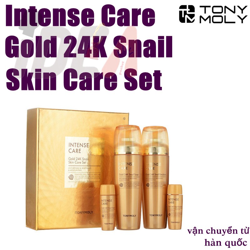 Tonymoly ốc sên Toner ốc sên nhũ tương  Hộp quà INTENSE CARE Gold 24K Snail Skin Care Set
