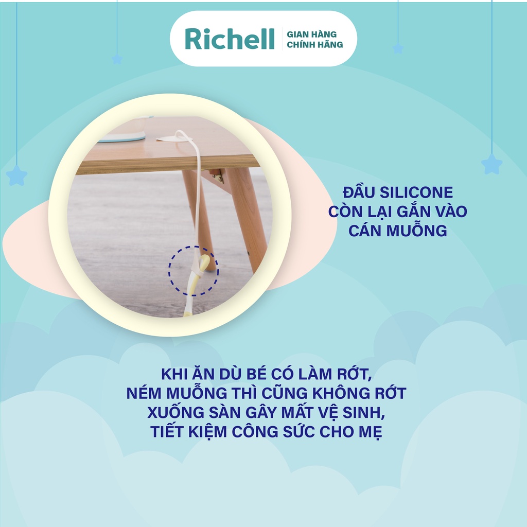 [GIẢM >50%]Dây silicone chống rơi muỗng kèm muỗng và hộp Richell Nhật Bản | Baby