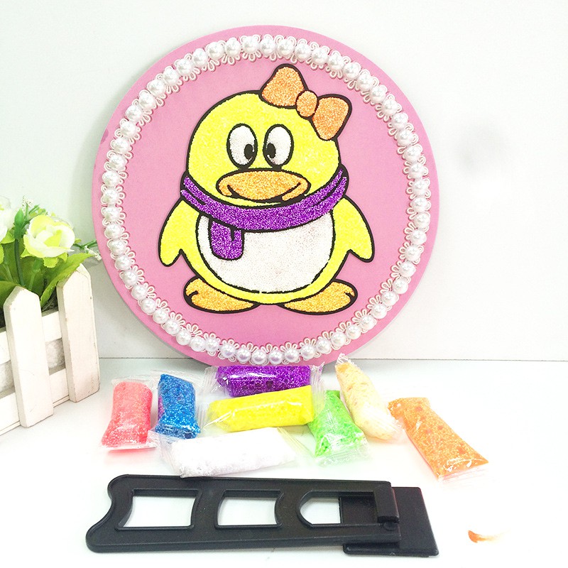 Đồ chơi trang trí tranh đĩa hồng bằng slime làm đẹp bàn học cho bé