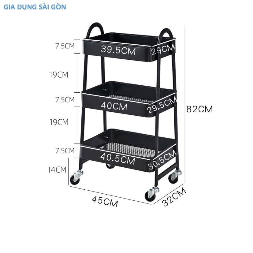 [HCM] Kệ bỉm sữa Đa Năng 3 tầng, có Bánh Xe Đẩy Kiểu IKEA (3 màu XANH - TRẮNG - ĐEN) - Gia Dụng Sài Gòn