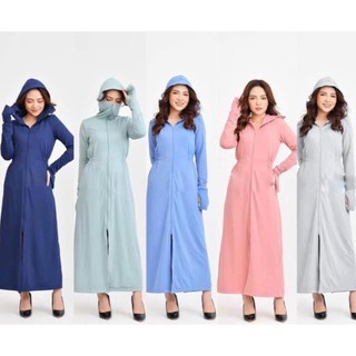 Áo chống nắng nữ toàn thân cao cấp, áo chống nắng GU 2 lớp dáng dài, hàng xuất Nhật 1 2 3 4