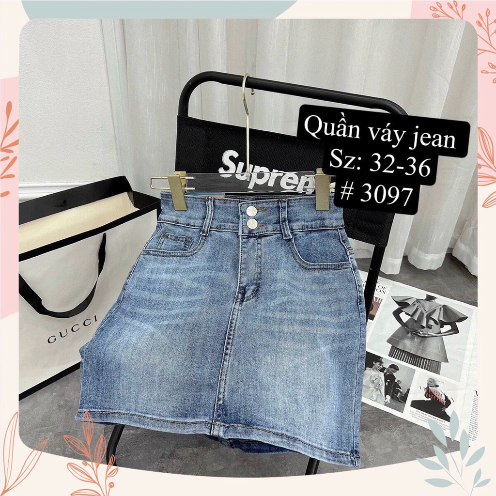 [Bigsize 58-90kg] Quần Váy Jean 2 Nút Dọc, 3 Màu Đen Đậm Nhạt, Lưng Siêu Cao, Co Giãn Mạnh
