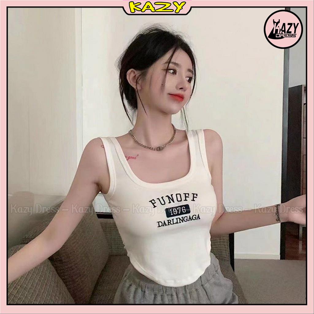 Bra croptop in chữ cá tính vạt bầu kèm sẵn đệm phong cách KAZY DRESS A006