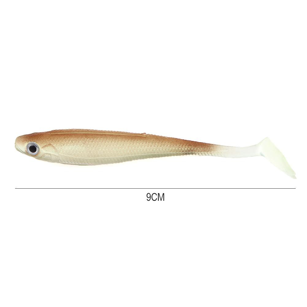 5 cái 90mm / 5g Đuôi câu cá mềm Lures 3D Eyes Rãnh trở lại Bả nhân tạo