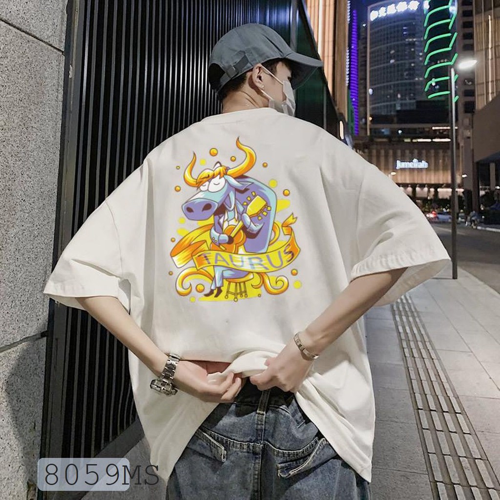 ÁO THUN UNISEX KIM NGƯU TAURUS 12 CUNG HOÀNG ĐẠO AOMI 8059MS TAY NGẮN TAY LỠ NAM NỮ CHẤT VẢI LOẠI MỘT