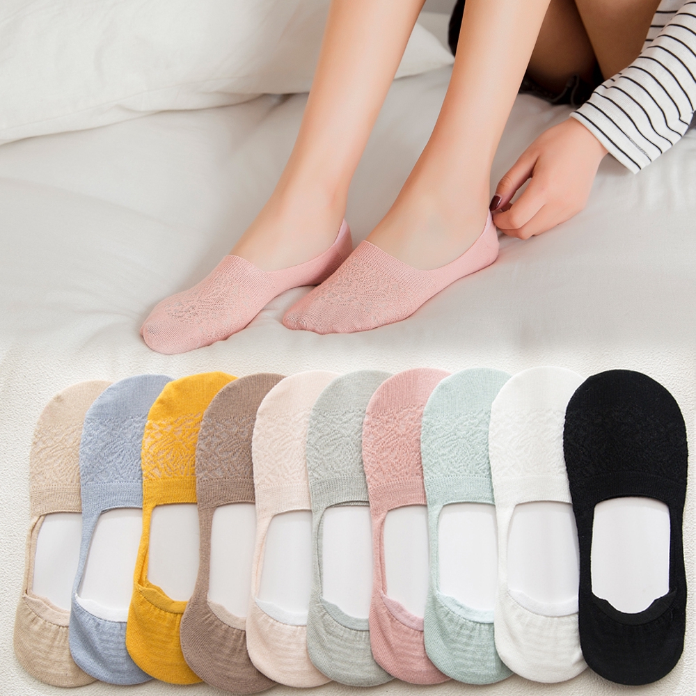 Tất đến mắt cá chống trượt màu trơn cho nữ