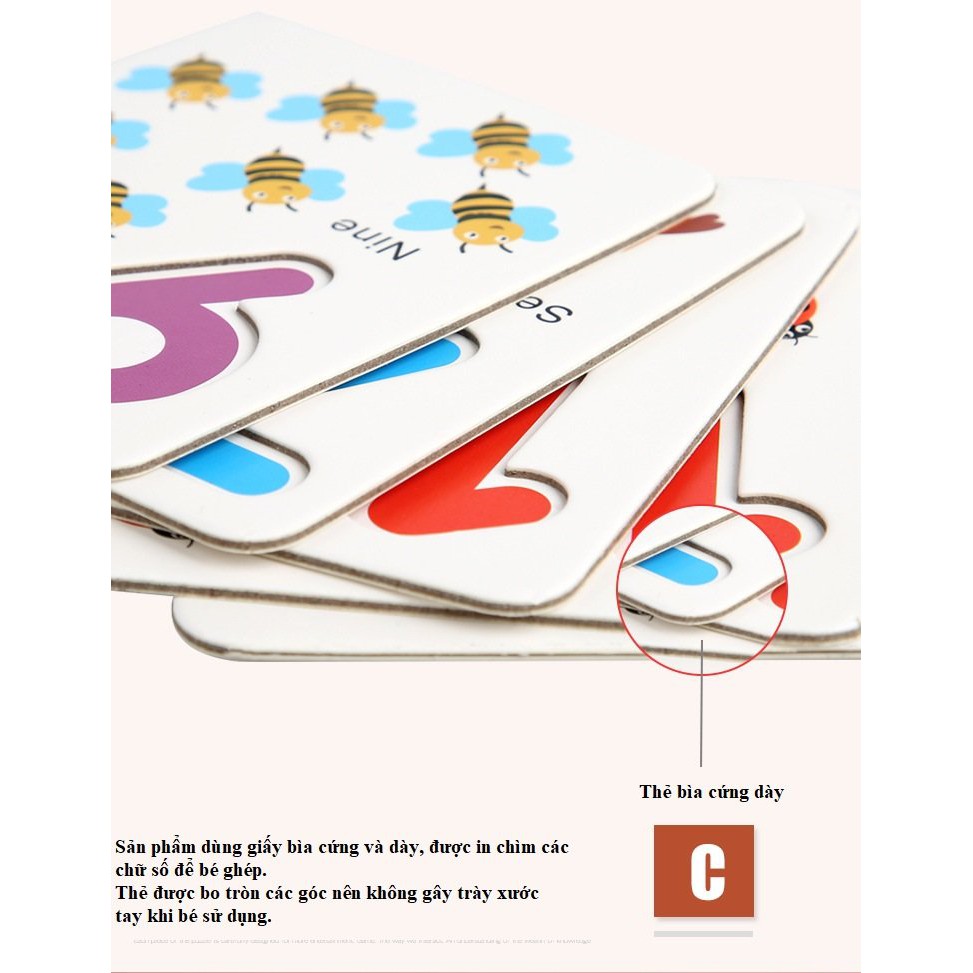 Đồ Chơi Toán Học Montessori - Bộ Thẻ Học Ghép Số Kèm Que Tính Giúp Bé Học Đếm,Tư Duy Thông Minh