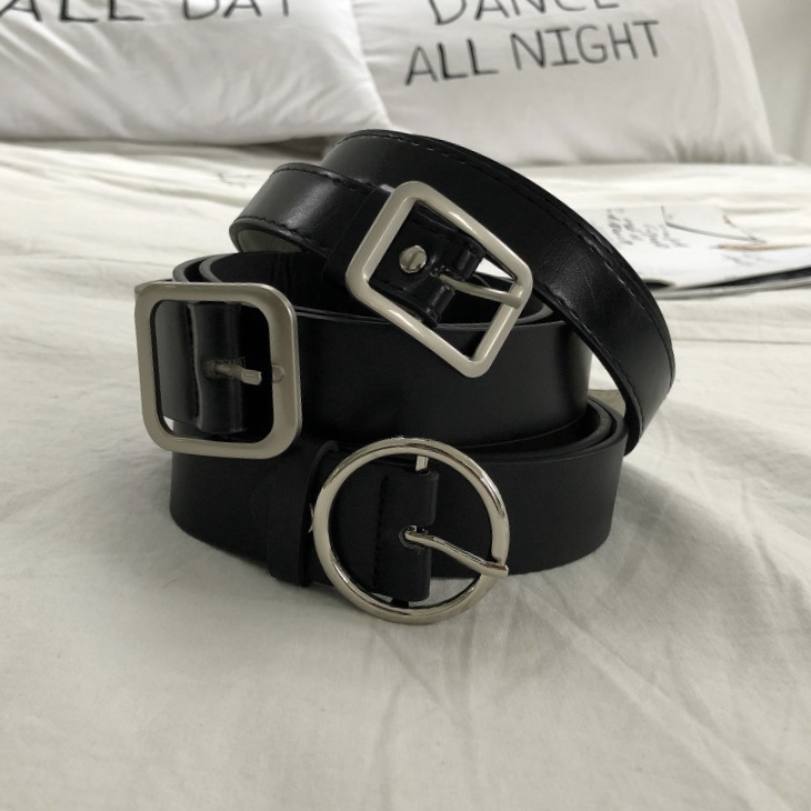 Thắt lưng da PU hối khóa tròn/vuông/chữ nhật thời trang xinh xắn