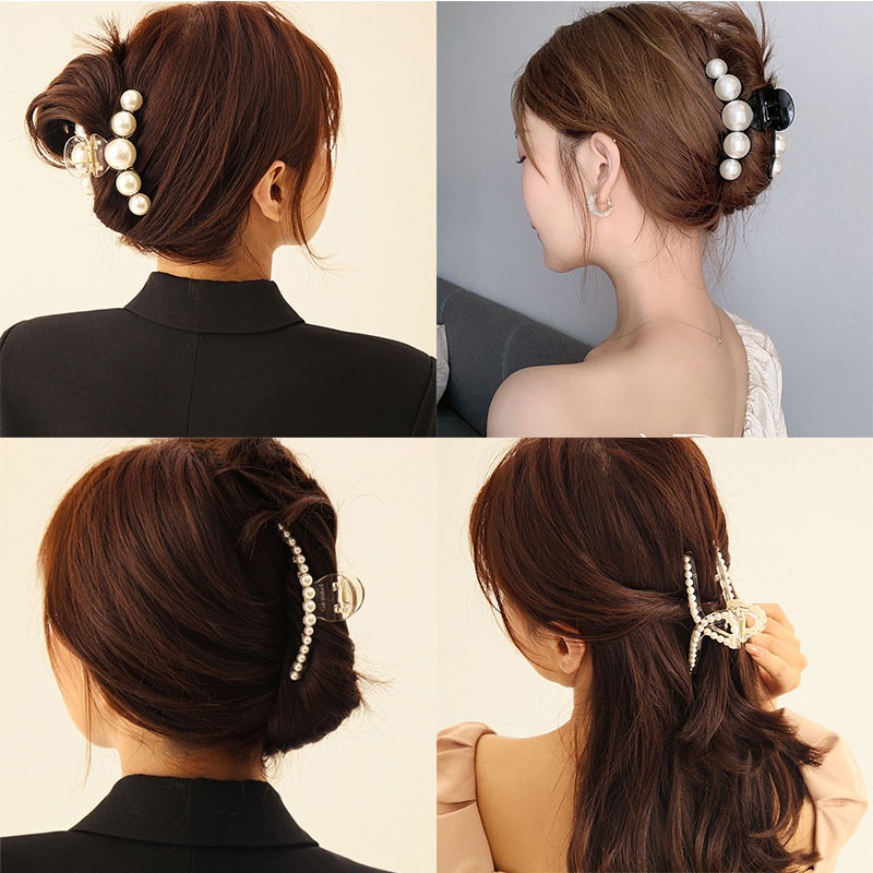 Kẹp tóc đính ngọc trai phong cách Hàn Quốc thời trang xinh xắn