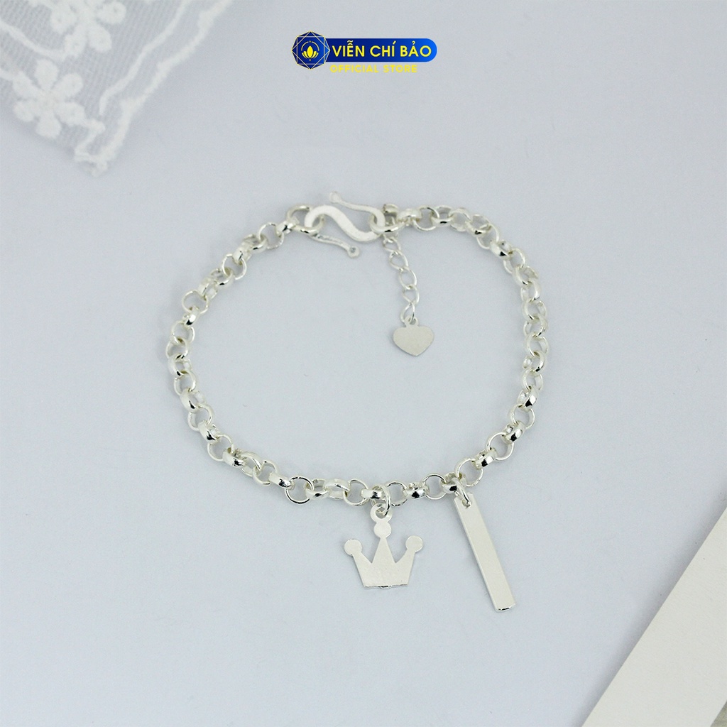 Lắc tay bạc đôi vương miện nam nữ ( khắc tên ) chất liệu bạc 925 thời trang phụ kiện trang sức Viễn Chí Bảo L400362