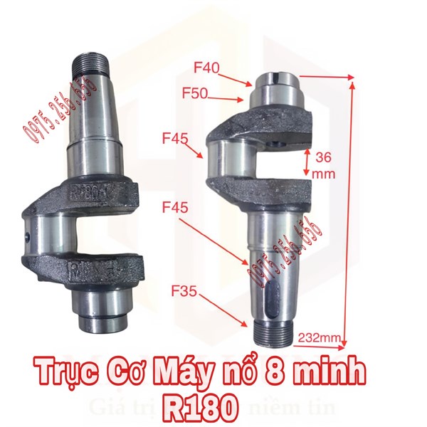 Trục Cơ Máy nổ 8 minh R180 phụ tùng máy nổ phụ tùng máy nông nghiệp