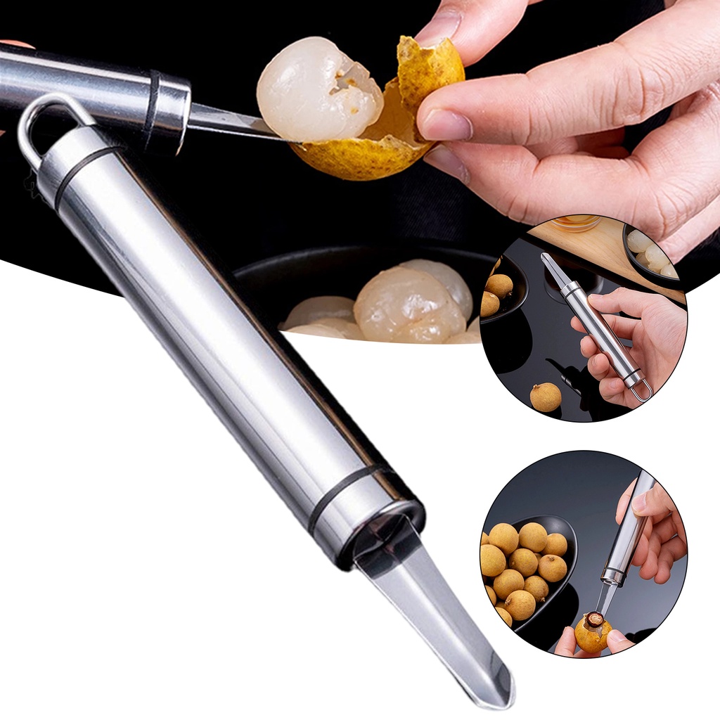 Dụng Cụ Lấy Lõi Trái Cây Bằng Thép Không Gỉ Tiện Lợi，Bút xoáy hạt nhãn, hạt vải