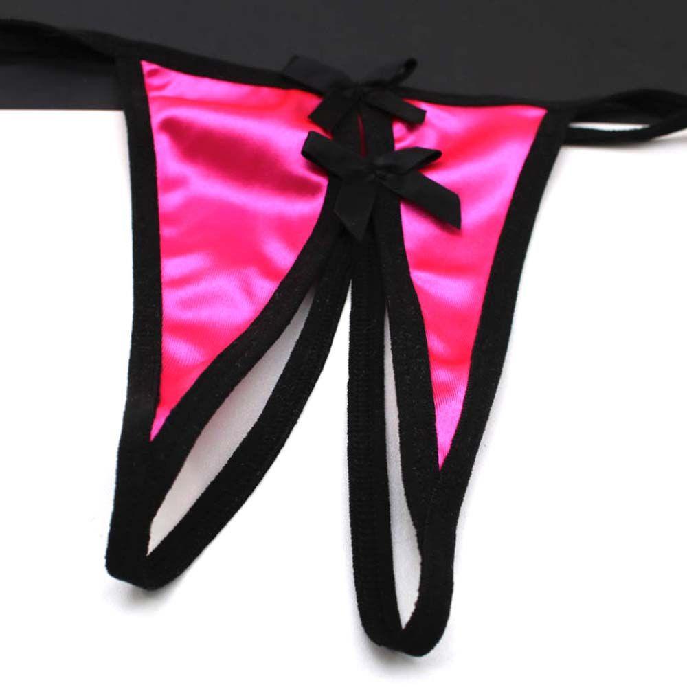 Quần Lót Vải Satin Trong Suốt Lưng Thấp Thắt Nơ Đáng Yêu Cho Nữ