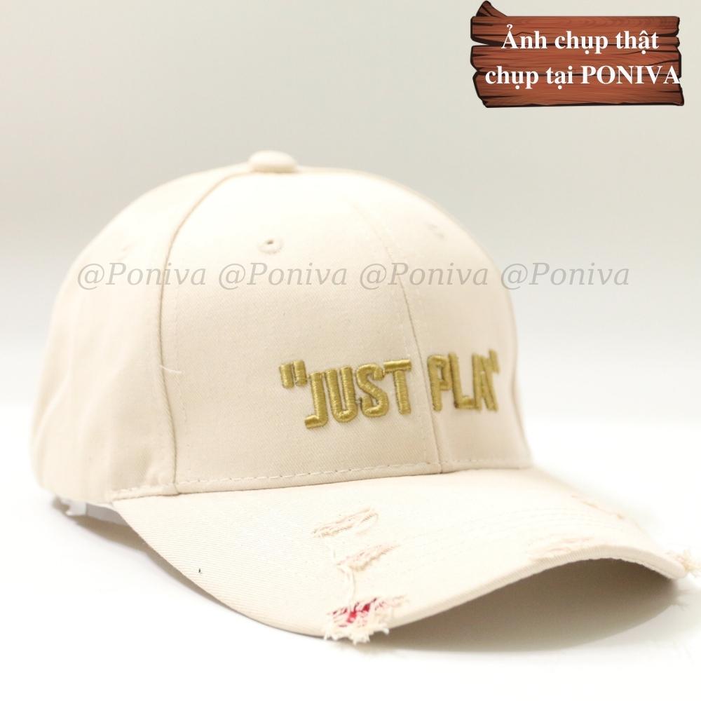 Mũ lưỡi trai ❤️ Nón kết thêu chữ Just Play chất kaki cao cấp phối tua rua form unisex phong cách Ulzzang PONIVA siêu hot