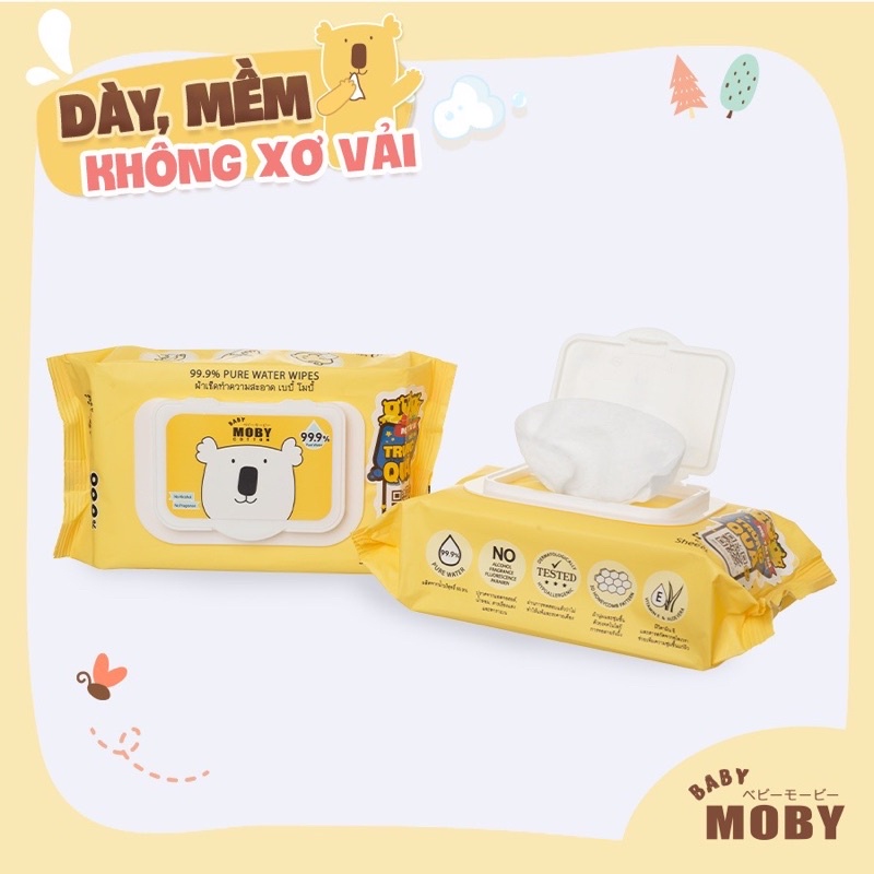 Khăn ướt Moby gói lớn tinh khiết 99%