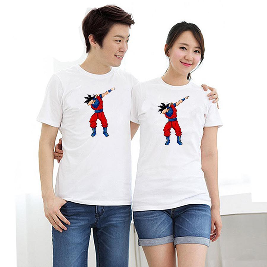 Áo thun cặp đôi in hình Goku dabbing form rộng phong cách hàn quốc