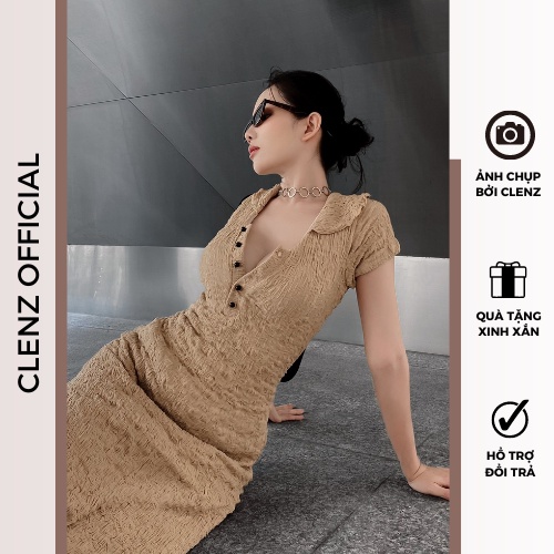 Đầm body maxi dự tiệc dạo phố thanh lịch, cổ xẻ ôm eo tôn dáng - D05 Nâu