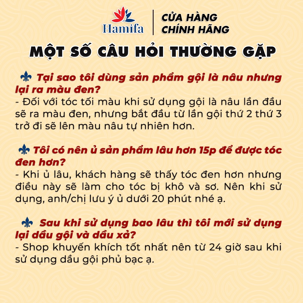 Dầu Gội Phủ Bạc Hamifa Dầu Gội Thảo Dược Nhuộm Tóc Gội Màu Đen Trong 5 phút  - Hộp 6 Gói 25ml