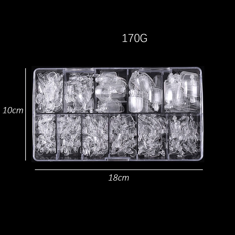 Hộp 550 Móng Chân Giả Bằng Acrylic Trong Suốt Màu Trắng Tự Nhiên