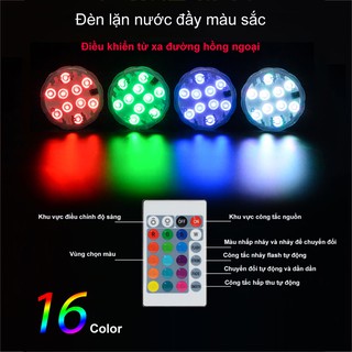 Đèn led trang trí dưới nước thông minh, đèn led 16 màu điều khiển bằng remote