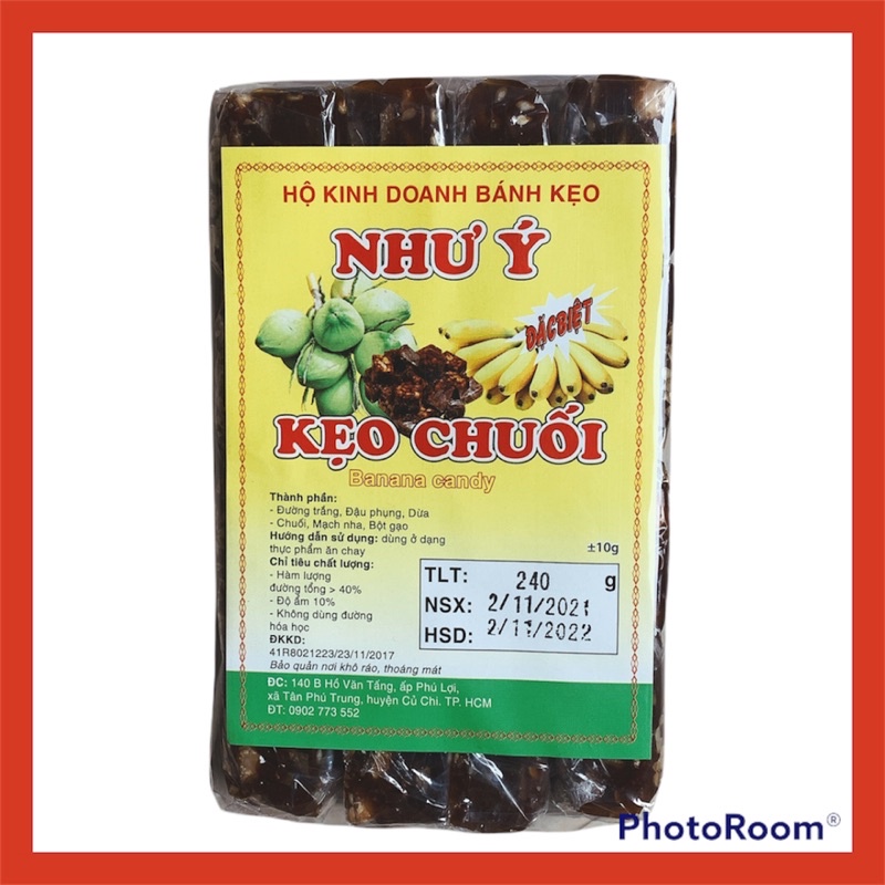 Kẹo Chuối Đậu Phộng/ Kẹo Mè Xửng Đậu Phộng gói 240Gram