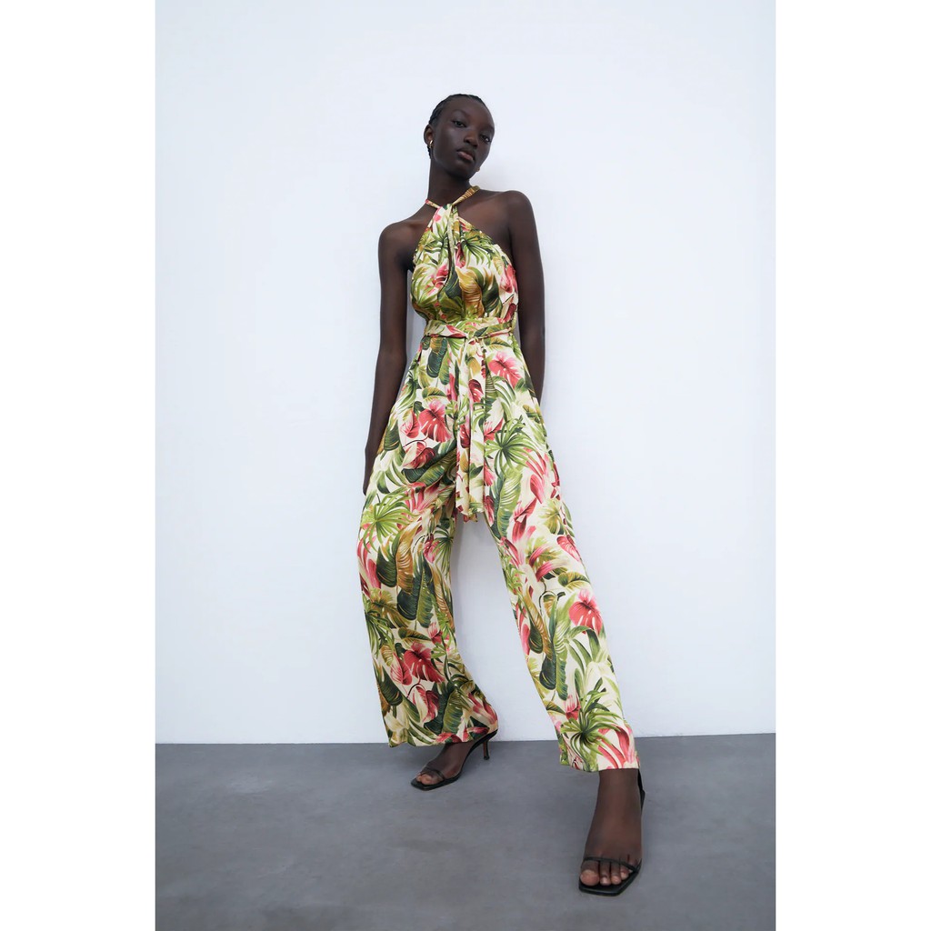Jumpsuit họa tiết hoa lá ZARA Auth