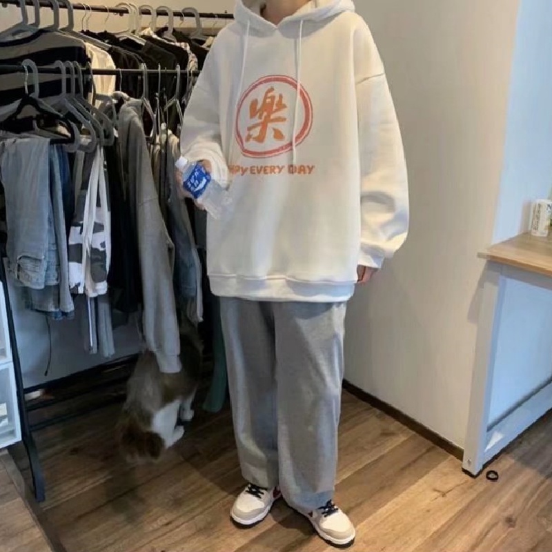 Áo hoodie tay dài dáng rộng in họa tiết thời trang mùa đông phong cách Hàn Quốc cho nam size m-5xl