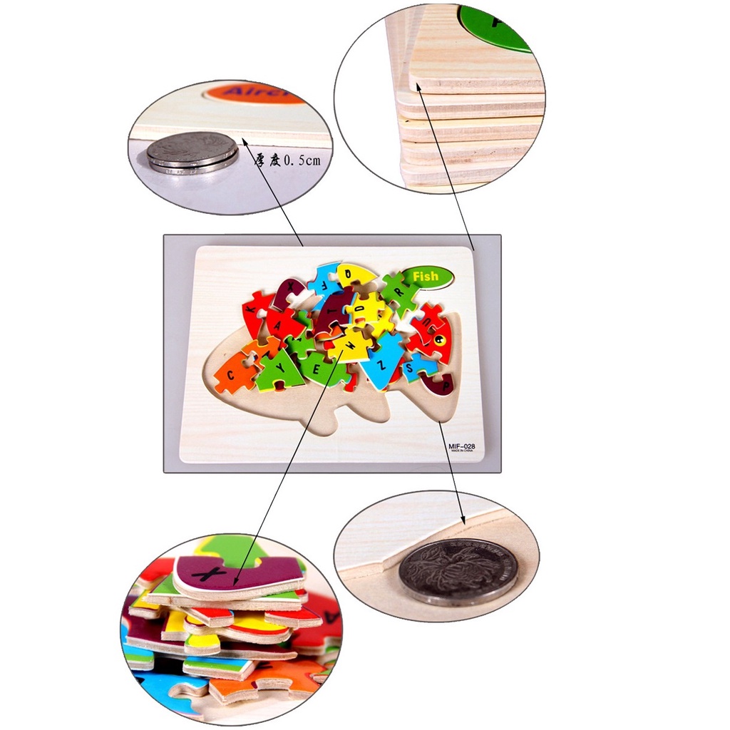 Bộ đồ chơi ghép hình gỗ cho bé 3d 26 mảnh, giáo dục trẻ thông minh tập trung sáng tạo và kiên nhẫn - BGH05