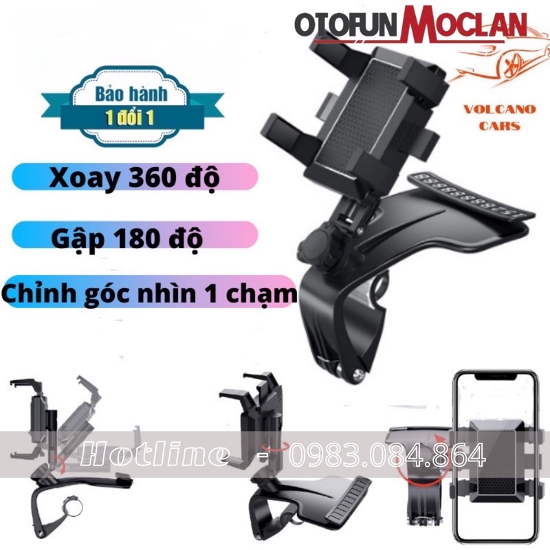 Giá đỡ kẹp điện thoại vô lăng để trên xe hơi ô tô xoay 360 độ chống rung treo đa điểm trên taplo, gương chiếu hậu