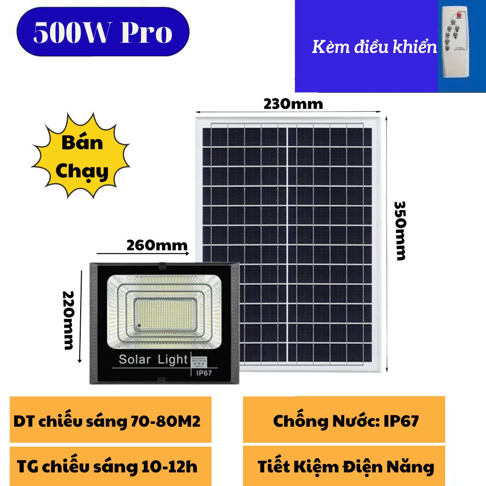Đèn LED Ngoài Trời, Đèn Năng Lượng Mặt Trời Sân Vườn 500W Chống Nước Tiết Kiệm Điện