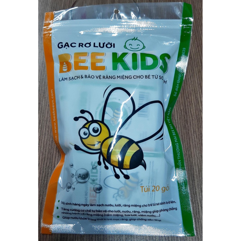 Gạc rơ lưỡi đóng túi Bee Kids