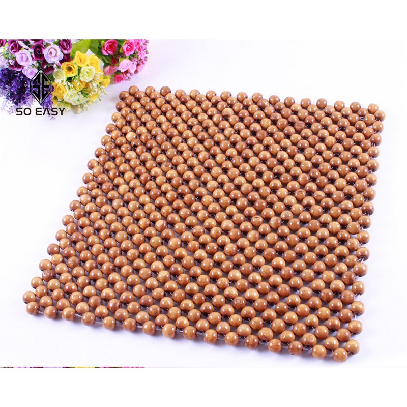 Tấm miếng đệm lót, nệm massage ghế xe ô tô, xe hơi, ghế văn phòng hạt gỗ tròn hương cao cấp 45*45 cm_DL07