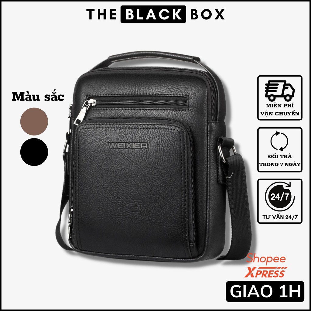 Túi Đeo Chéo WEIXIER Da Pu Cao Cấp Hàng Chính Hãng Chất Lượng Cao Đeo Vai Đi Làm Công Sở Đi Học WXD02 - The Black Box
