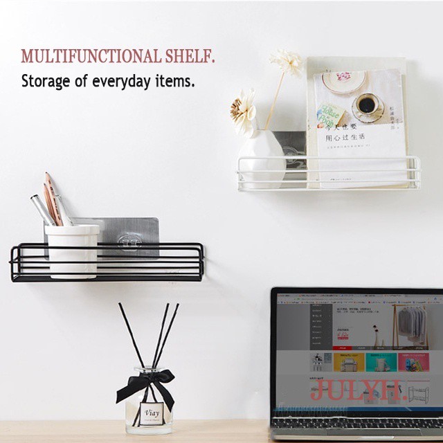 Giá để sữa tắm gắn tường không cần đục lỗ bằng sắt chống gỉ dùng trong phòng tắm