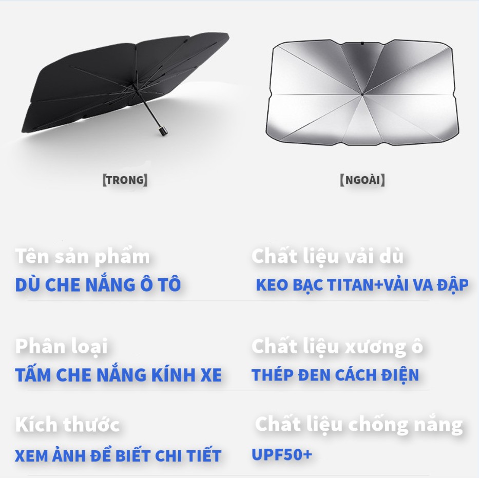 [LOẠI 1] Ô Che Nắng Kính Lái Xe Ô tô - Bảo vệ nội thất ô tô - Dù che nắng kính lái xe hơi- chống tia UV