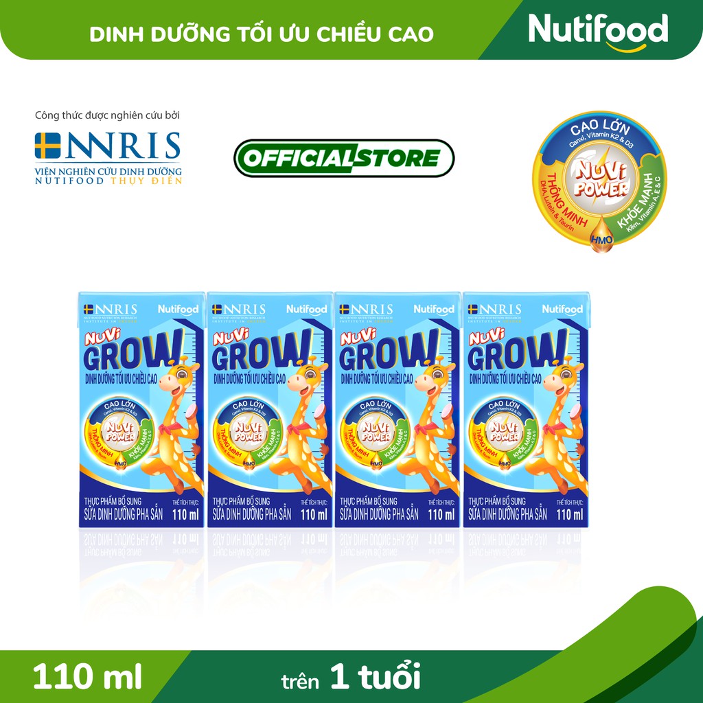 Thùng 48 hộp Sữa Bột Pha Sẵn NUVI GROW 110ml /hộp