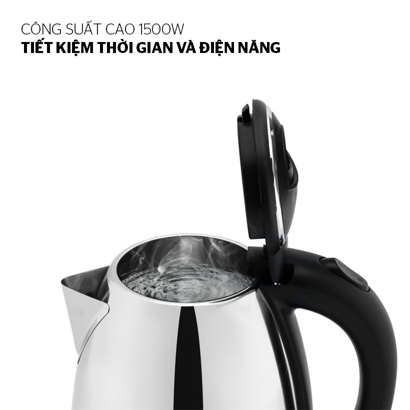 Ấm siêu tốc Inox 1.8L Happy Time HTD1088