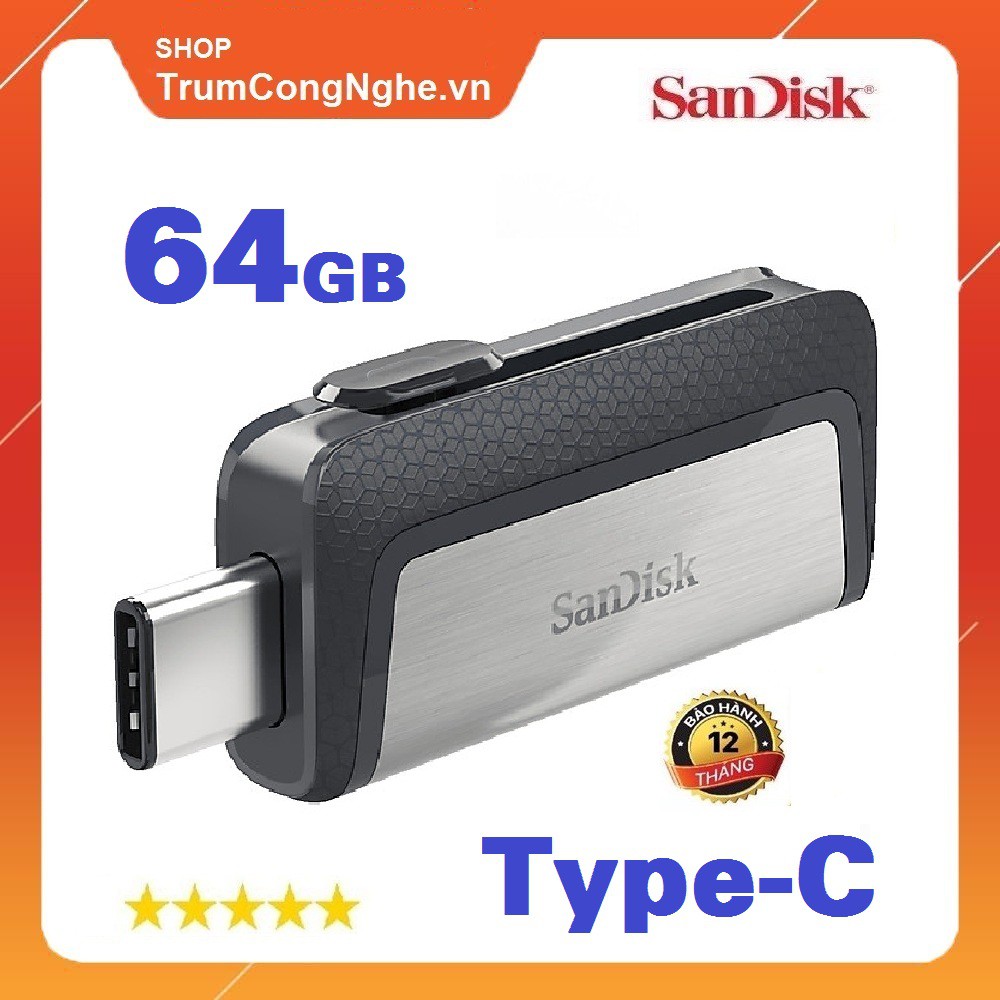 USB OTG Sandisk Ultra Dual Type-C 3.1 64GB 150MB/s (Bạc) | BigBuy360 - bigbuy360.vn