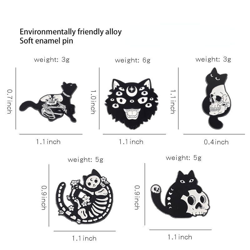 Huy Hiệu Cài Áo Hình Mèo Đen / Mặt Trăng / Sư Tử Ngộ Nghĩnh