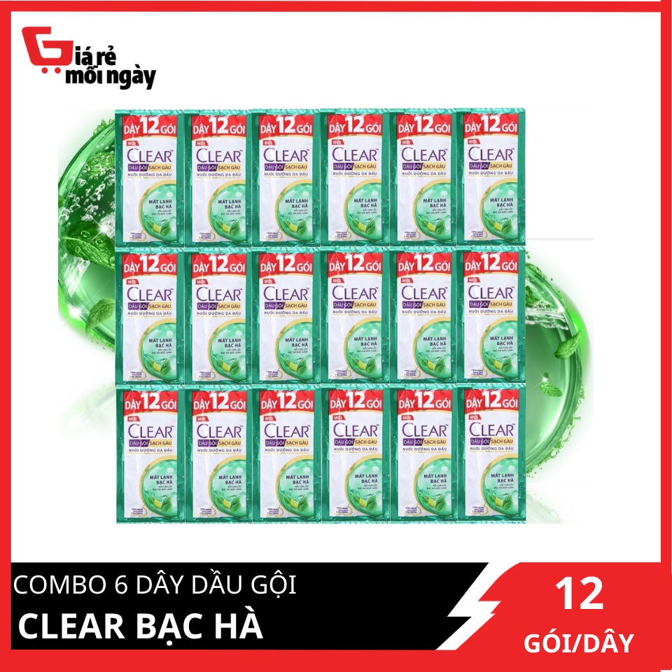 COMBO 6 dây dầu gội Clear Bạc hà 12 góix6