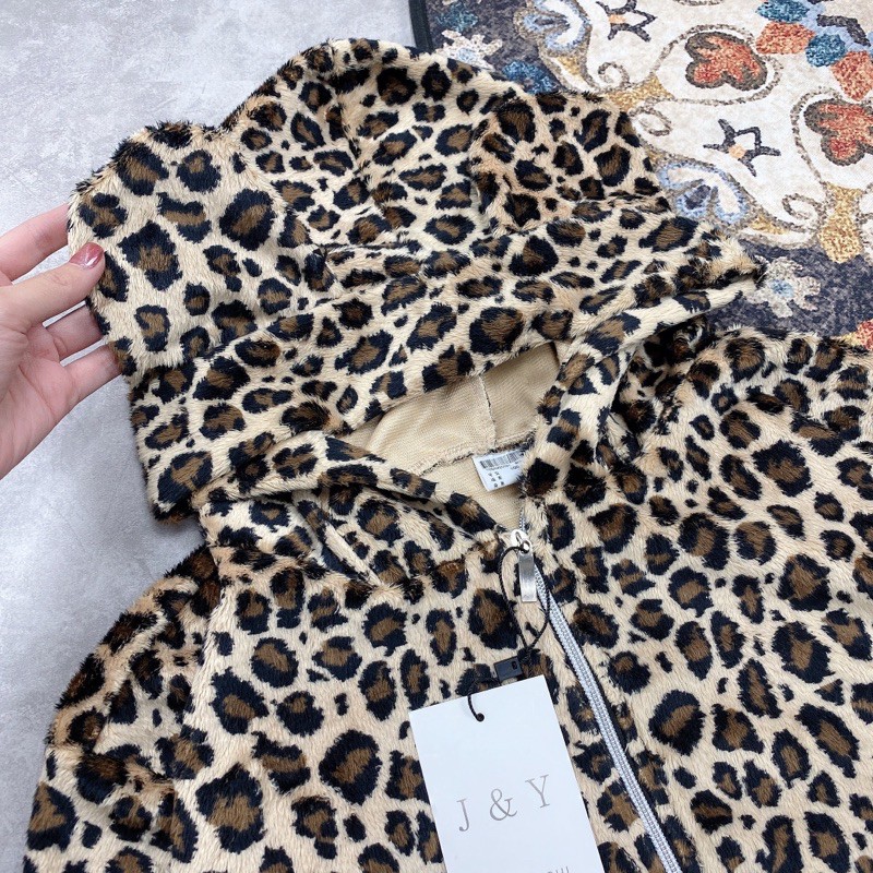 Áo Khoác Mũ Da Báo