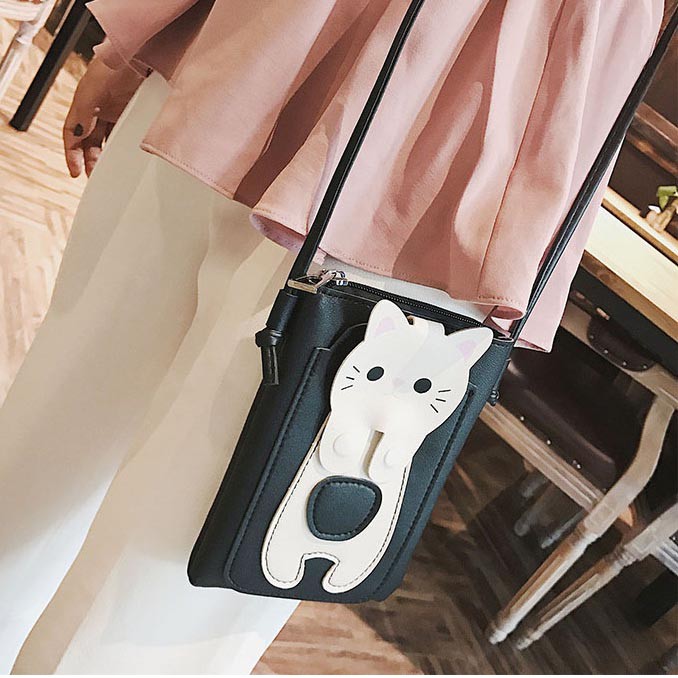 Túi đeo chéo điện thoại mini mèo trắng dễ thương Shalla K391