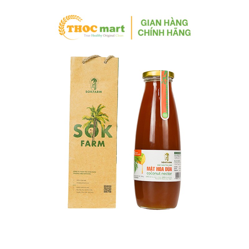 [ THOCmart.vn ] Mật hoa dừa cô đặc Sokfram đặc sản Trà Vinh giàu khoáng chất thay thế mật ong chai 700g